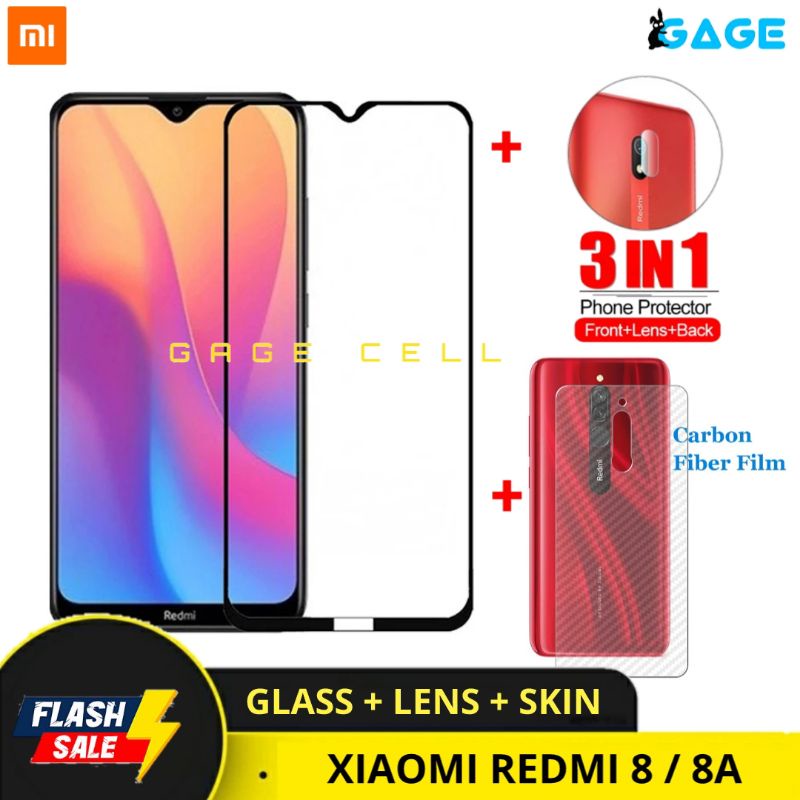 PROMO TEMPRED GLASS LAYAR KAMERA SKIN CARBON REDMI 8 8A TG ANTI GORES DEPAN BELAKANG PREMIUM