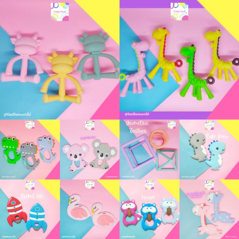 (FREE CASE) Set A Gigitan Bayi + Pacifier Clips / Tali Dot/ Tali Empeng/  Tali Custom Teetherworld-1