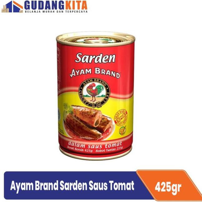 

Eksklusif Sarden Kaleng Saus Tomat Bulat Ayam Brand 425g - Sardines in Tomato ORI