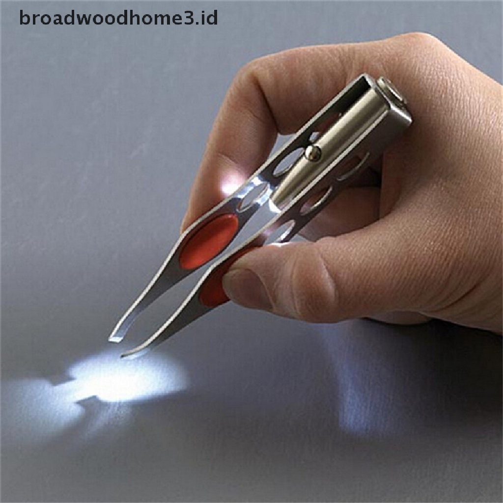 Pinset Alis / Bulu Mata Bahan Stainless Steel Dengan Lampu LED