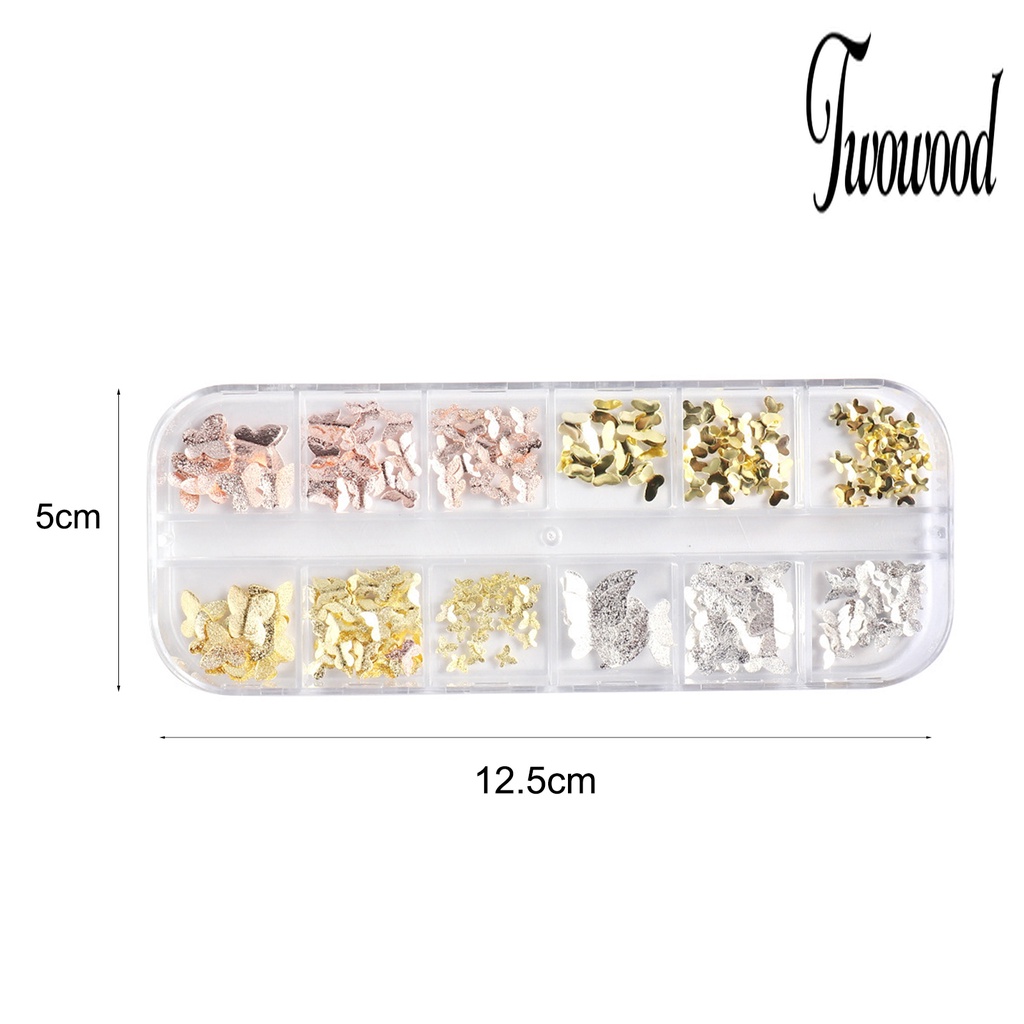 1 Kotak Ornamen Kupu-Kupu 3D Bahan Metal Tahan Karat Untuk Dekorasi Nail Art