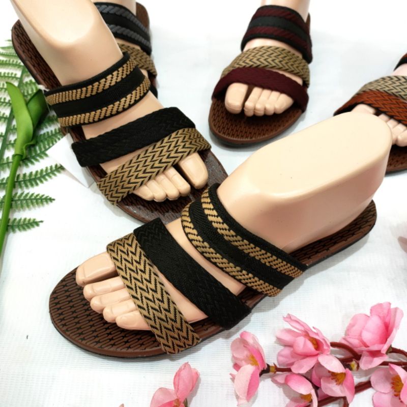 sandal wanita murah ban 3 garis Felonie SD 01. sandal turki rajut terbaru...!