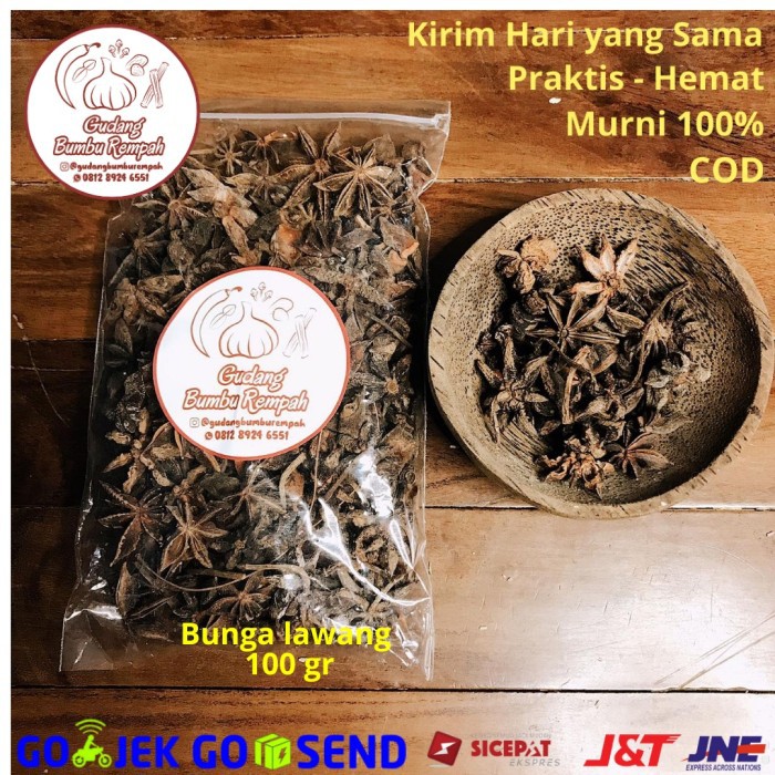 

¿950µ Bunga Lawang Pekak Anise 100 gr Rempah Bumbu Dapur Super aneka bumbu dapur bunga bintang