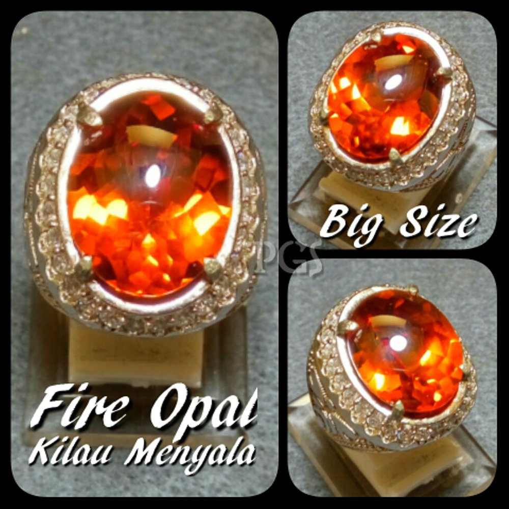 CINCIN BATU AKIK PERMATA FIRE OPAL LUSTER API MENYALA BIG SIZE DAN TERMURAH !!!