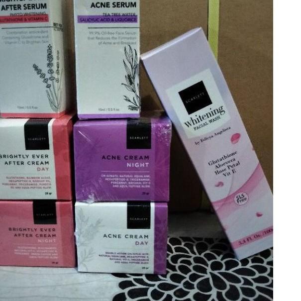 【 Produk Trend 】 - * paket scarlett wajah 4 in 1 ( cream night n day, serum, facial wash) #
