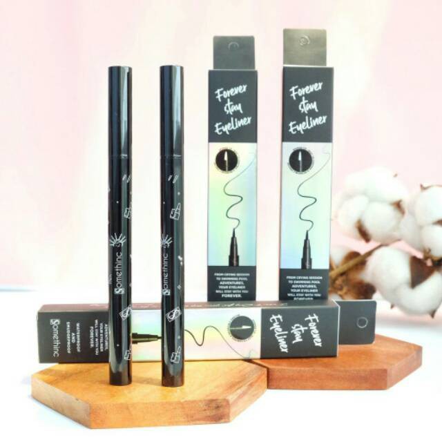 New Packaging BPOM Somethinc Forever Stay Waterproof Liquid Eyeliner Kajal Eye Liner Tahan Lama