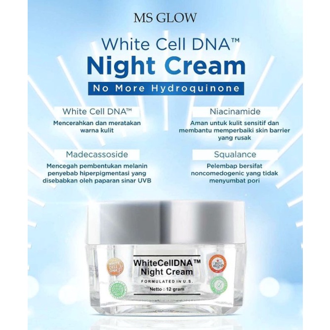 White Cell DNA Night Whitening/Krim Malam DNA MS GLOW
