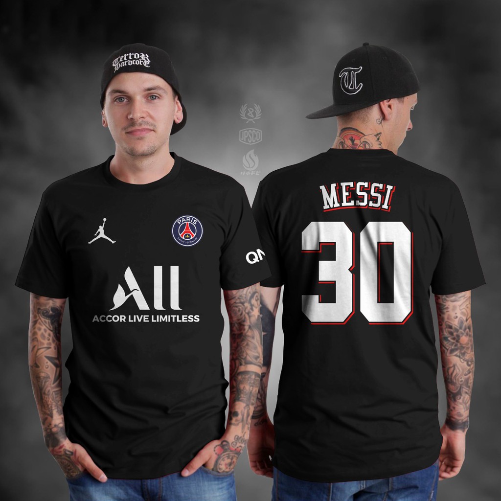 Baju Atasan Kaos Distro Bola Pria Premium Lengan Pendek Terbaru Keren 2022 PSG Lionel Messi