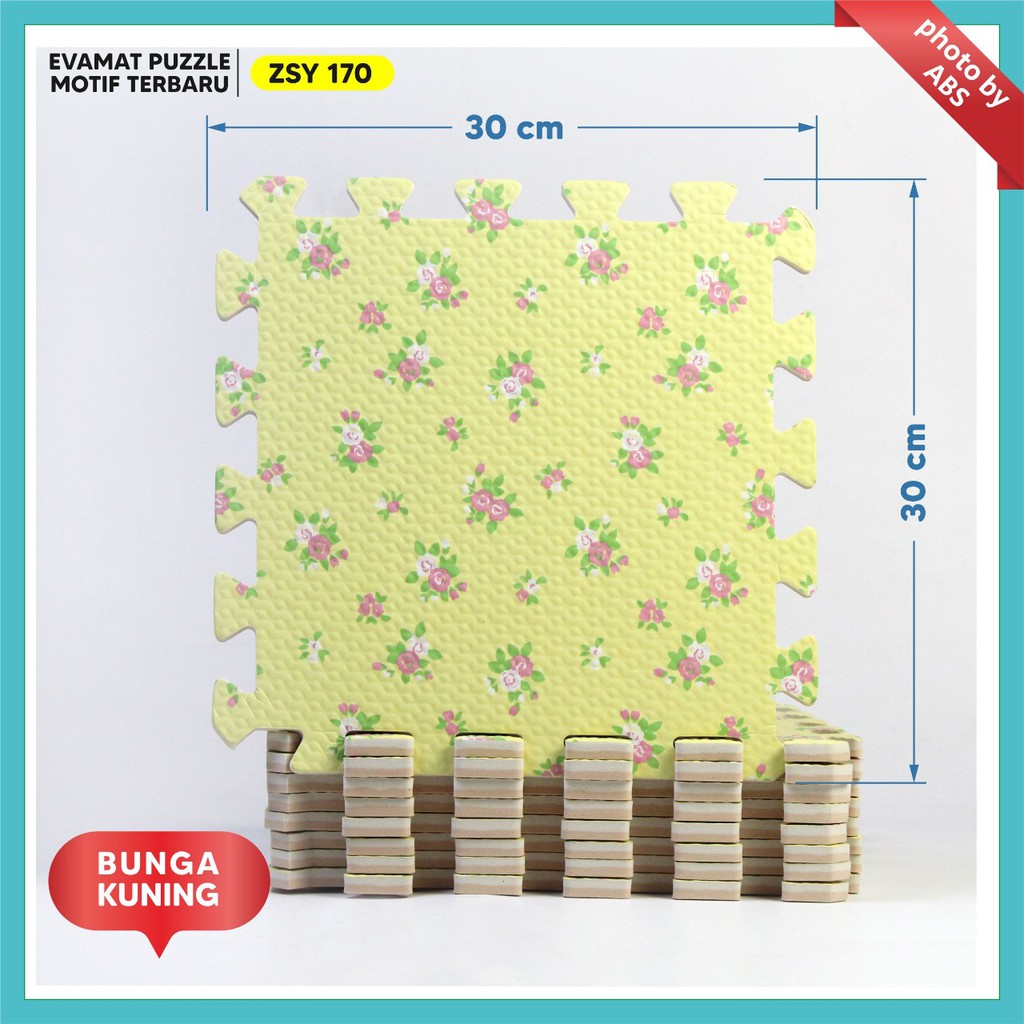 (ABS) ALAS EVAFOAM PUZZLE MOTIF BUNGA PANDA 30 X 30 X 1CM-bunga kuning