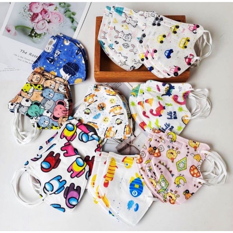 Masker Anak KN95 5ply Earloop Motif 10pcs &amp; 50pcs