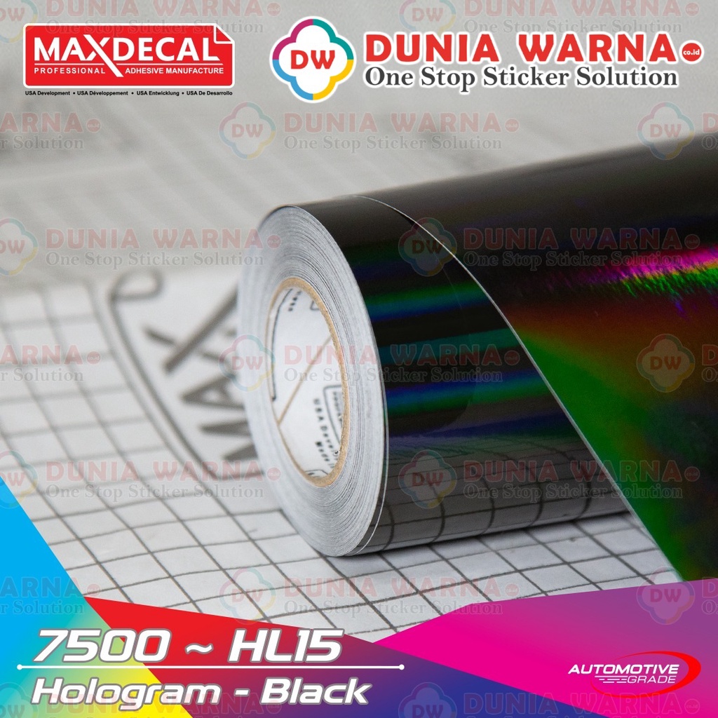 [45cm x 10m] MAXDECAL 7500 HL15 Hologram BLACK Laser Chrome Pelangi Skotlet Lentur Premium