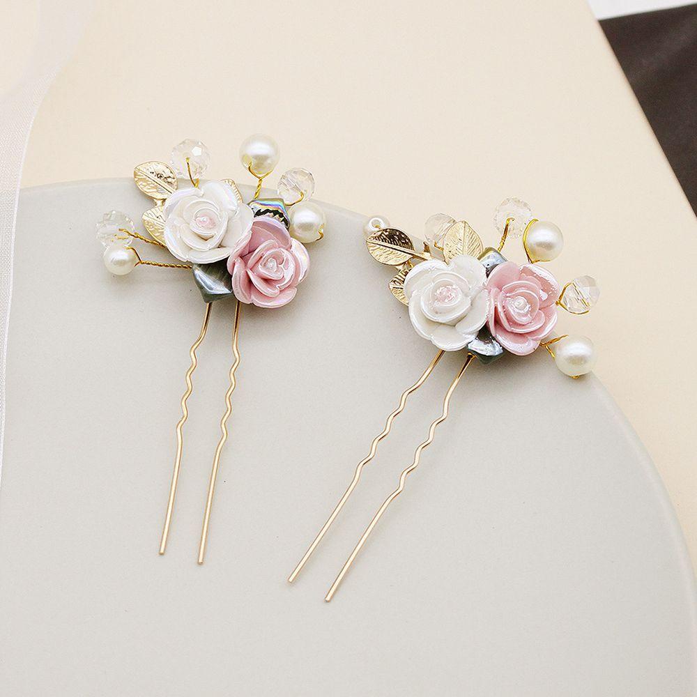 Needway  Jepit Rambut Pernikahan Anak Gaya Kuno Daun Keramik Hanfu Bulang Gadis Hairpin
