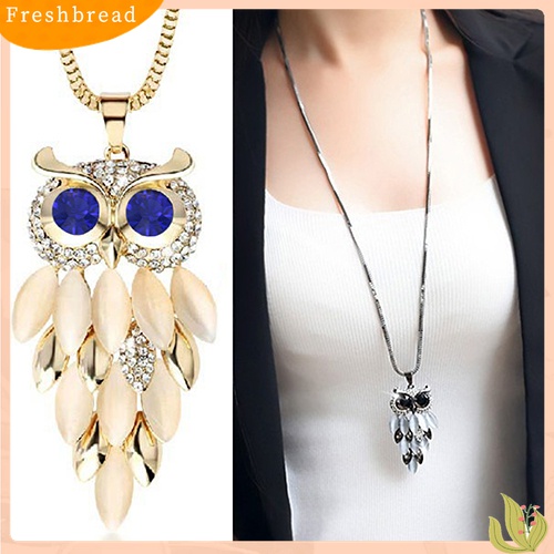 [TERLARIS]Women's Lovely Owl Pendant Rhinestone Long Sweater Box Chain Necklace Jewelry