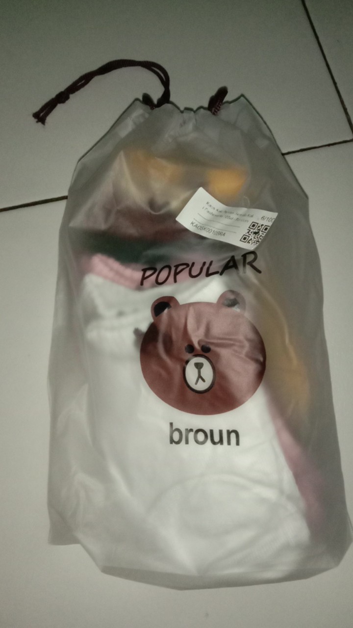 [termurah] 10pcs Kaos Kaki Ankle Brown Line+tas Logo Brown Line Kaos Kaki Import