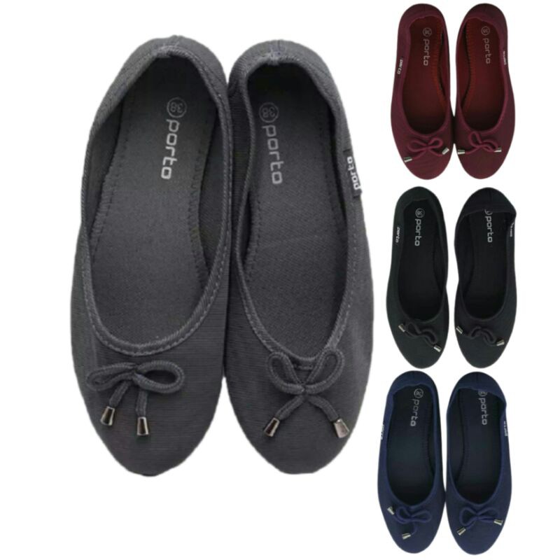 BA202 - Sepatu Flat Shoes Wanita Porto Motif Pita Kecil Korea Size 36 - 40