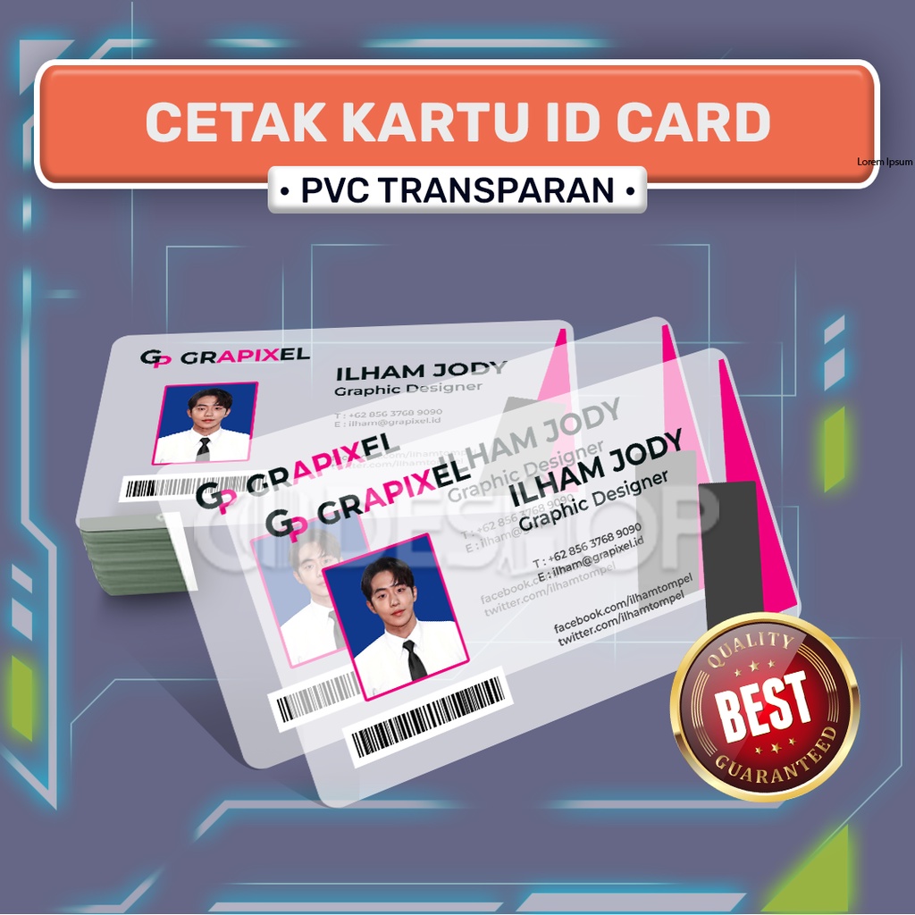 Cetak Kartu ID Card Transparan PVC 1 Sisi