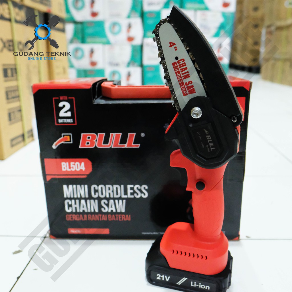 Bull BL 504 / Mini Cordless Chainsaw BULL BL504 - Gergaji Rantai Baterai BULL