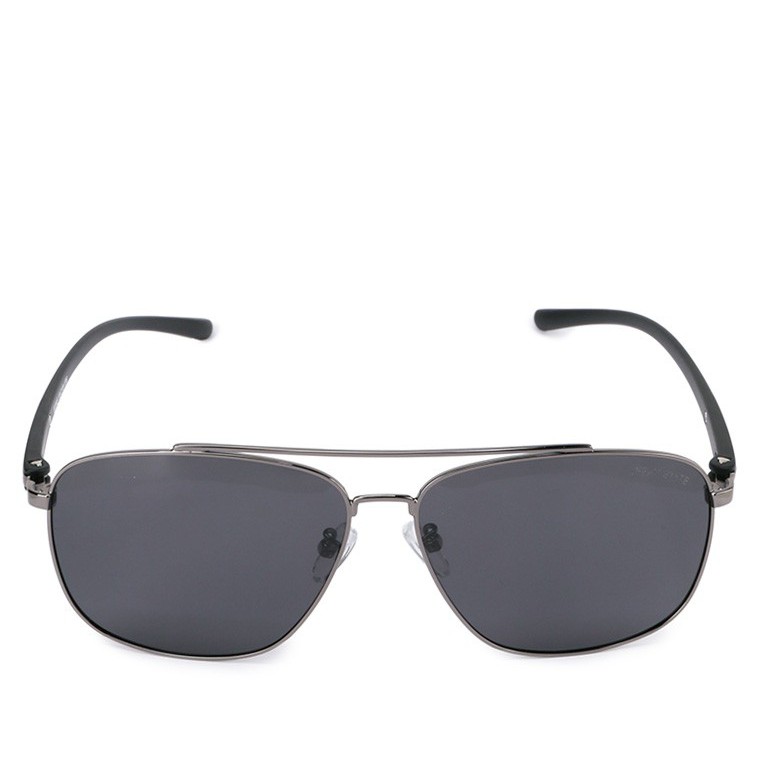 Urban State - Polarized Metal Frame Oval Aviator Sunglasses - Black Silver