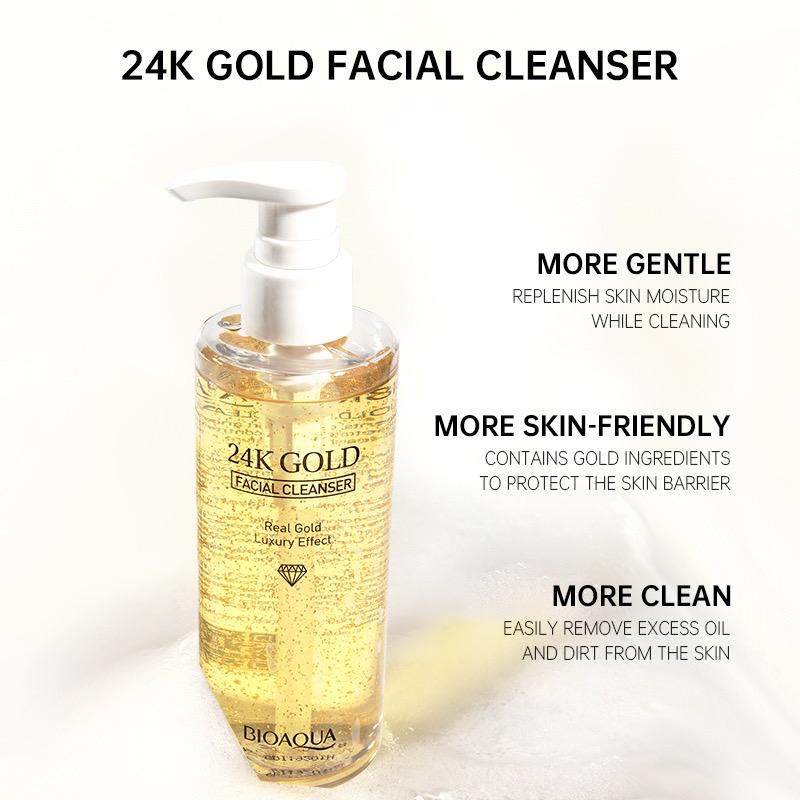 【SUDAH BPOM】BIOAQUA face wash 24K Gold Facial Cleanser pembersih wajah 200ml Original