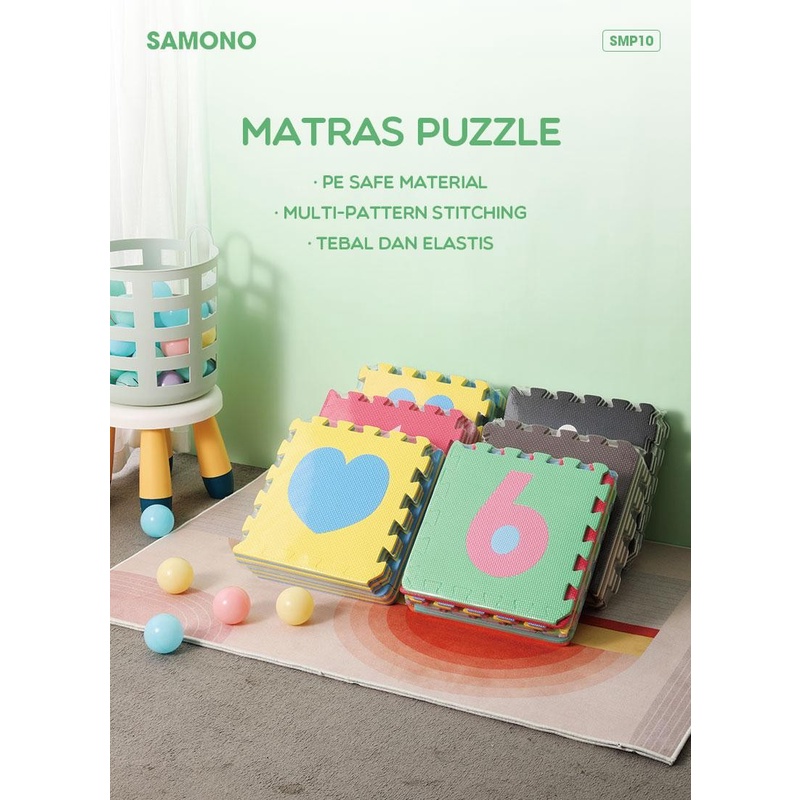 SAMONO SMP10 Matras Puzzle Lantai Evafoam Tebal dan Elastis anti noda 30x30CMx1cm ORIGINAL playmat anak