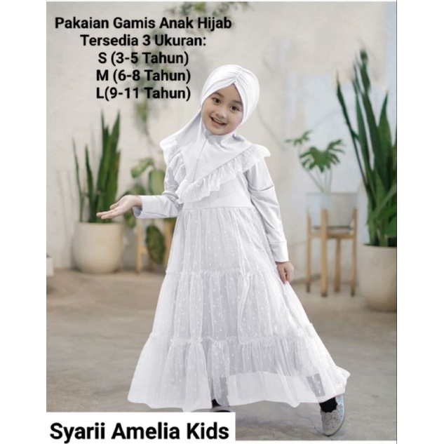 NEW PRODUK☑️PAKAIAN GAMIS ANAK TERBARU FREE HIJAB/SYARII AMELIA KIDS/3 UKURAN S-M-L(3-11 TAHUN)/MATT MOSCRE MIX TILLE DOT/BUSANA MUSLIM ANAK HIJAB/GOOD QUALITY