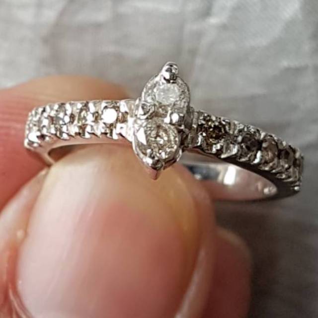 C237 Cincin perak wanita 12 pcs natural diamond intan berlian asli murah