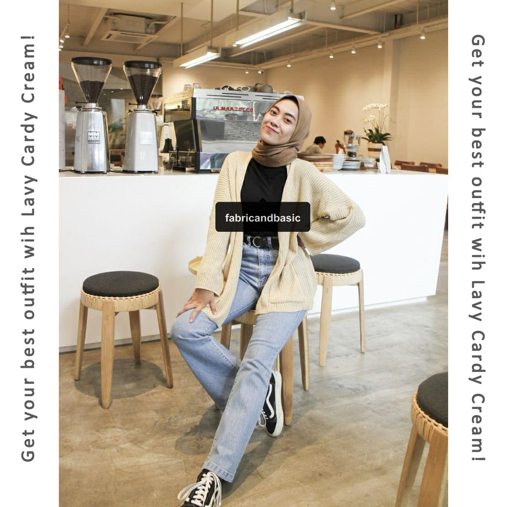 [ TEBAL ] Cardigan Rajut Oversize Wanita  |  Lavella Kardigan Rajut Oversize Outer Wanita-Cream Muda