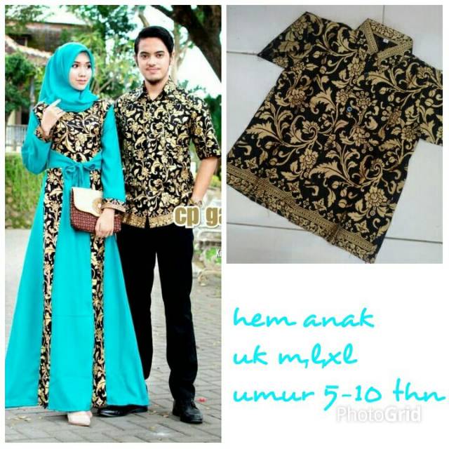Couple family long dress gamis  batik prada bakung 2654 sarimbit keluarga