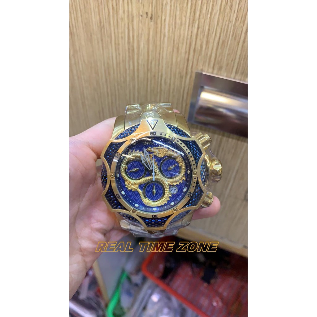 New Jam Tangan Besar Invicta Dragon Bolt Blue Stainless Garansi 1th