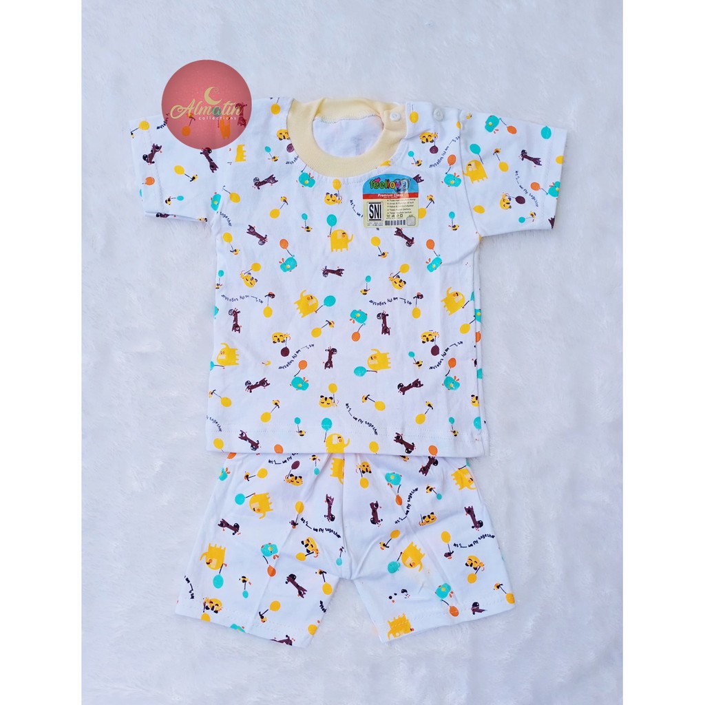 Setelan Baju Bayi Pendek Motif 0 - 12 Bulan SNI SAFFENDA