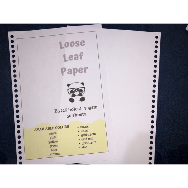 

Kertas binder b5 loose leaf 26 rings 70gsm warna polos garis dot grid