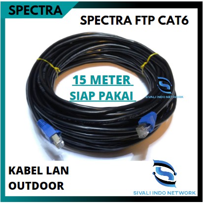 15 METER SPECTRA KABEL LAN FTP CAT6 OUTDOOR BLACK SIAP PAKAI