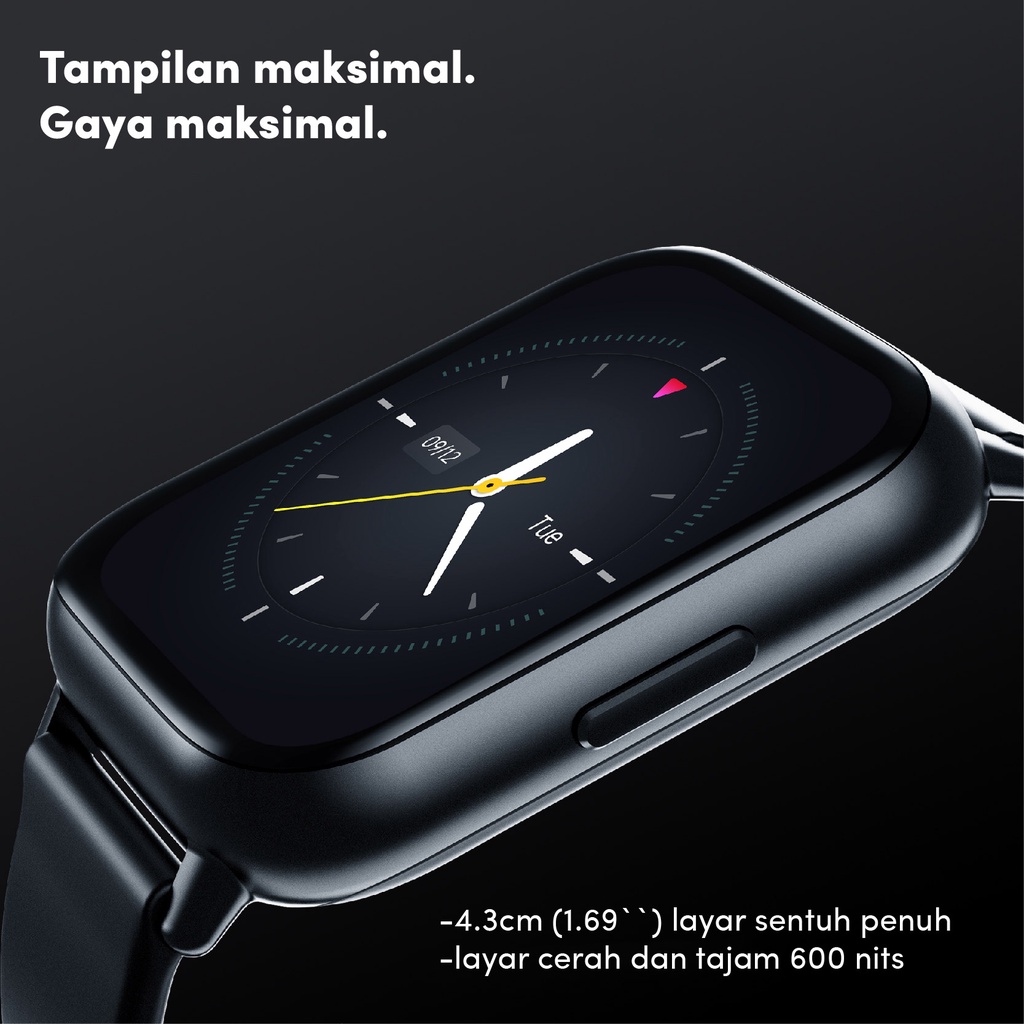 DIZO By Realme Techlife NEW DIZO Watch 2 Smartwatch 1.69&quot; Screen, Tahan Air, Lacak Kesehatan Anda