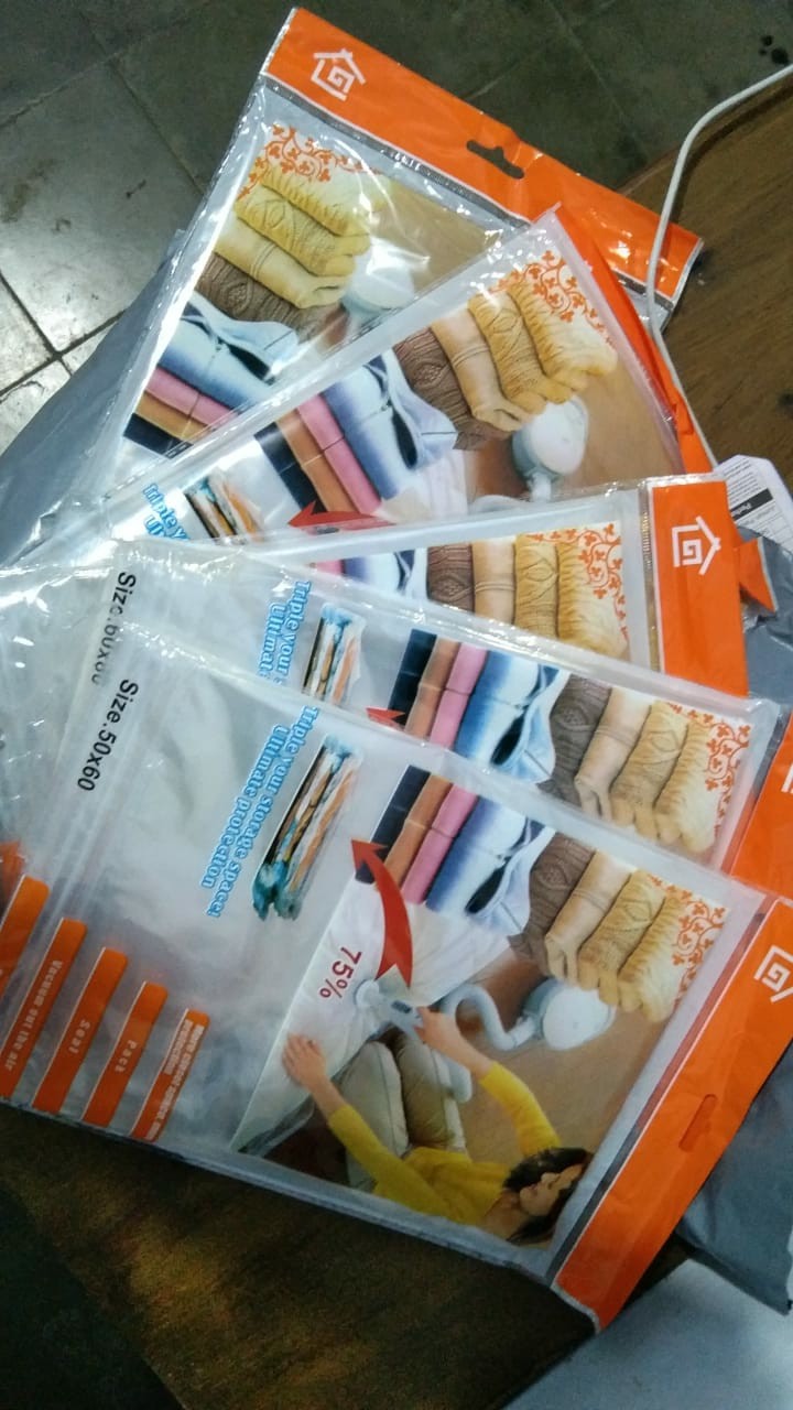 Vacuum Bag 50x60 Plastik Vakum Kantong Baju Storage Bag Laundry Bag