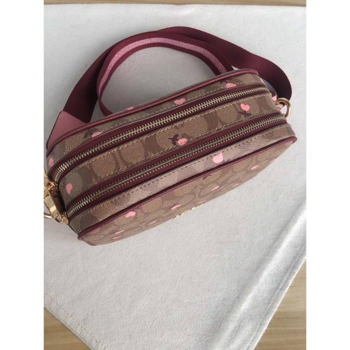 Women's Bag Double Zipper Printed Shoulder Messenger Bag Camera Bag