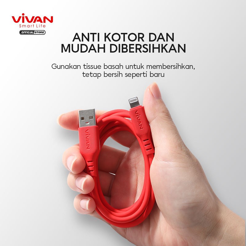 Kabel Data iPhone 2.4A Silicone Quick Charge VIVAN VSL100