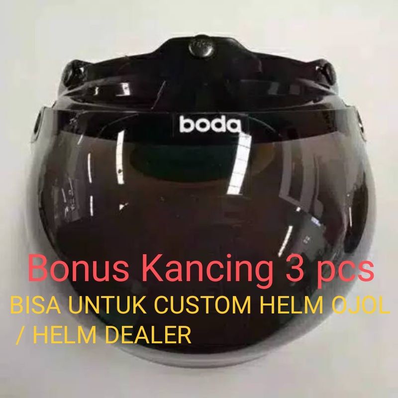 Kaca Helm Bogo Retro Cembung Custom Helm Ojol /Dealer pake kancing