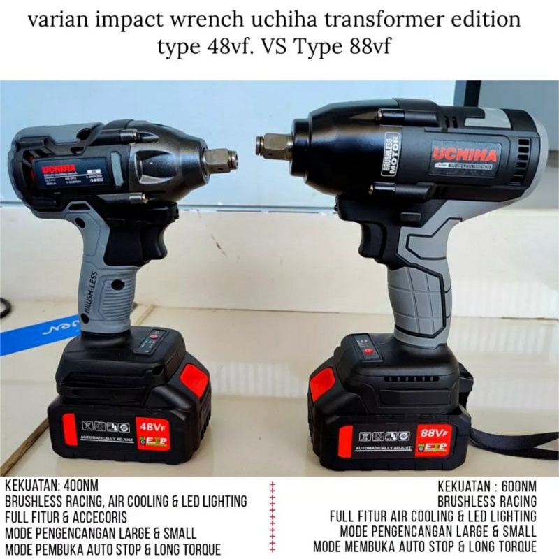 PROMO Impact wrench 88VF 48VF UCHIHA mesin pembuka baut ban roda truck pembuka baut mobil dan motor 