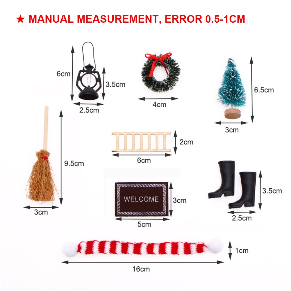 Ow 8pcs / Set Miniatur Alat Peraga Shooting Tema Natal Untuk Dekorasi Rumah Boneka 1: 12