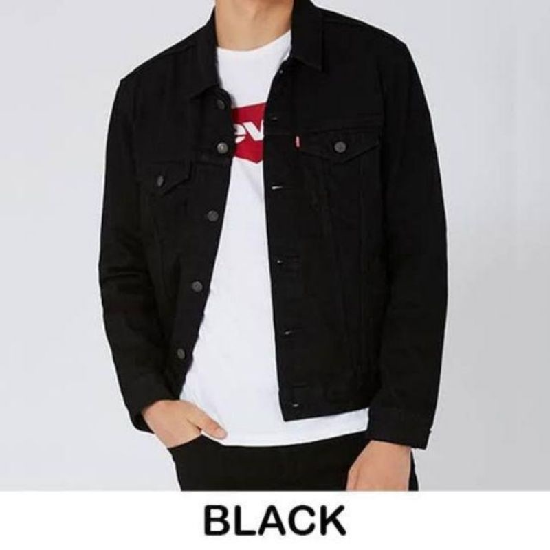 JAKET JEANS PREMIUM LEVI'S COWO CEWEK SNOW OVERSIZE SOBEK-Hitam