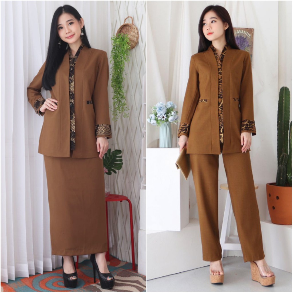 BLAZER WANITA LYNELLE / Seragam PNS / Blazer PNS / Baju PDH PNS Wanita / Baju Dinas Pemda Wanita / Baju Khaki PNS Wanita / Seragam ASN Wanita / Baju Guru Wanita - 5001 Pemda Aceh / Coklat Tia Gelap