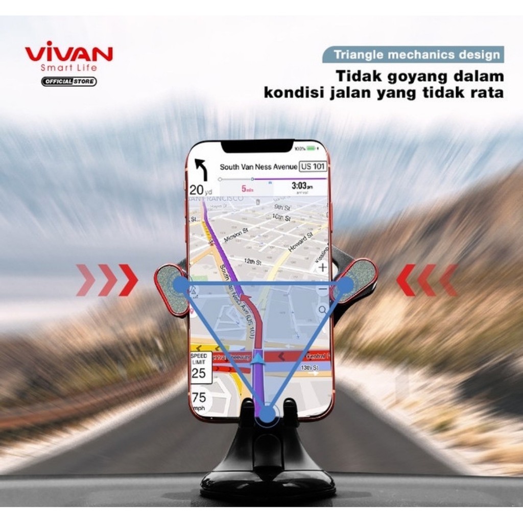 Vivan CHS07 Gravity Phone Car Holder Mobil Sucker Suction Cup Mount