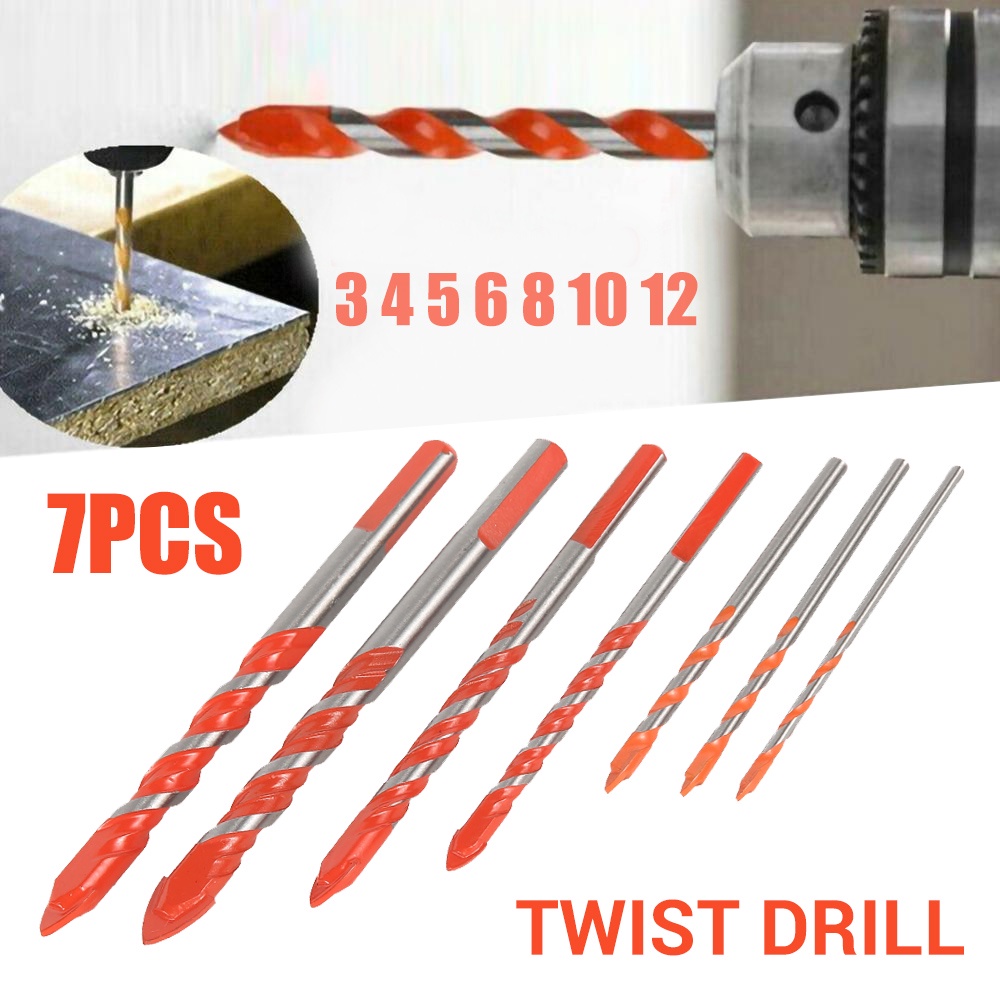 Mata Bor Drill Set 5 pcs Multi Purpose Bor Besi Beton Kayu Multifungsi hss Triangle Tipped Keramik Plastik Alumunium