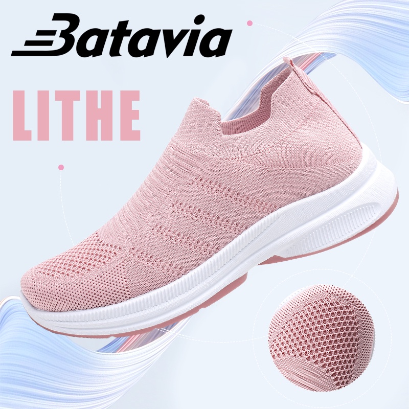 Batavia Sepatu olahraga impor premium perempuan terbaru rajut adem antislip antiaus sepatu lari anak perempuan  Batavia Shoes Fashion  Sport  Original Pink Hitam Abu Grey kanvas  sekolah korea Onlinemall A113