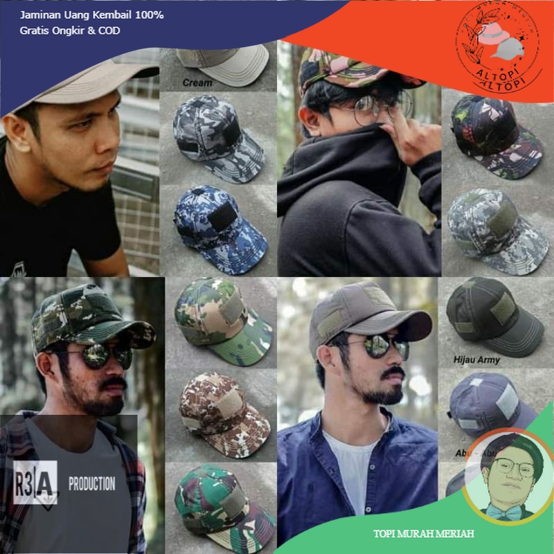 PROMO !!!! GROSIR TOPI TACTICAL TOPI TAKTIKAL MOTIF POLOS LORENG