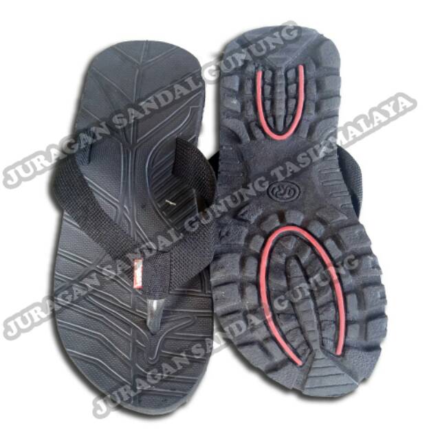 Sandal Gunung Dewasa Jepit Hitam Polos, Sendal Gunung Jepit Pria Wanita Unisex Adventure Outdoor