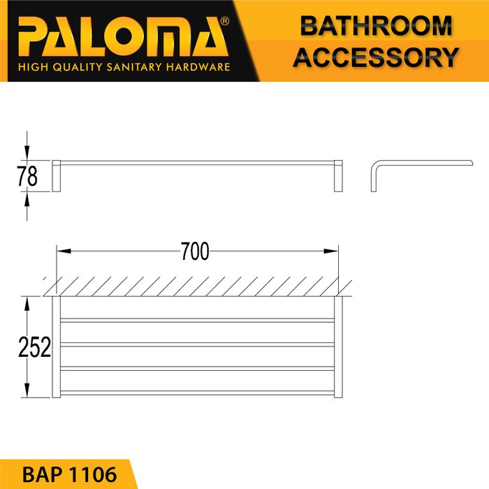 PALOMA BAP 1106 Rak Handuk Baju Gantungan Hanger Dinding Kamar Mandi