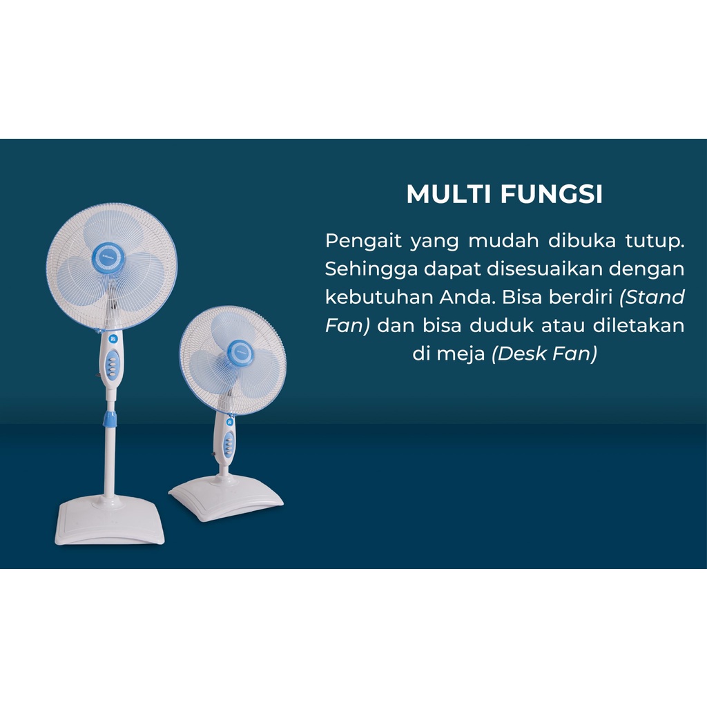 Standfan Miyako KAS-1618 KB 1618KB Kipas Angin Berdiri Duo 40cm 2in1