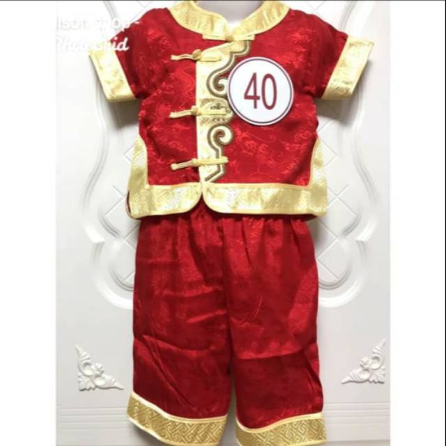 Chongsam Anak Murah Baju imlek Kostum Merah Qipao Anak Laki Merak Naga