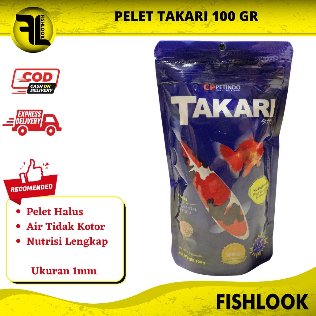 Takari 100GR Pelet Ikan 100 gr 1mm Makanan Pakan Ikan Hias Kura-kura